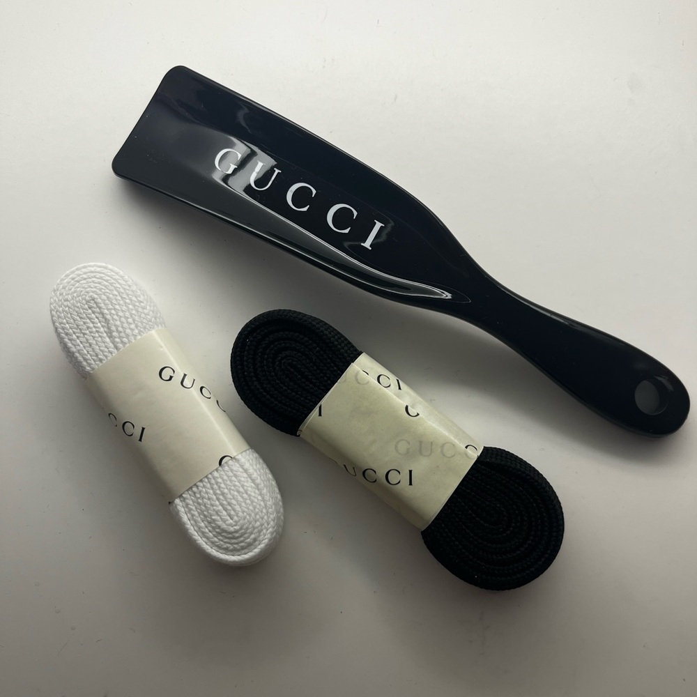 Gucci Black Shoehorn with White and Black Laces
